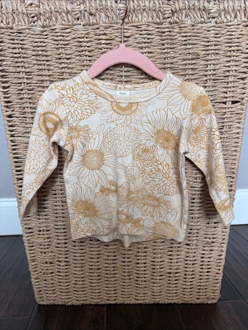 kate quinn Cream Long-Sleeve Tee with Mustard Floral Print